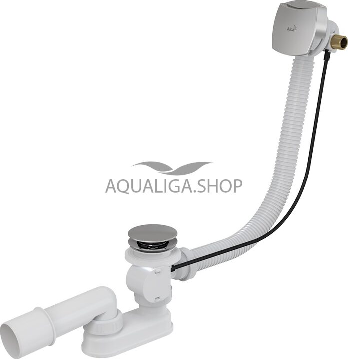 Сифон для ванны с напуском воды через перелив пластик/металл AlcaPlast A564CRM1