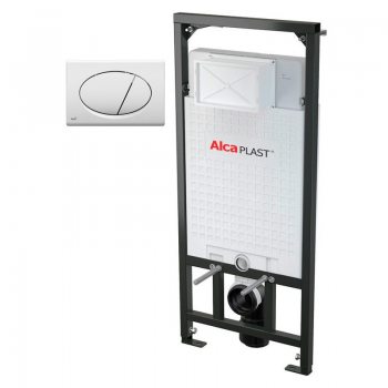 Система инсталляции 1120x150x520 для гипсокартона +кнопка  белая Alcaplast AM101/1120 + M70