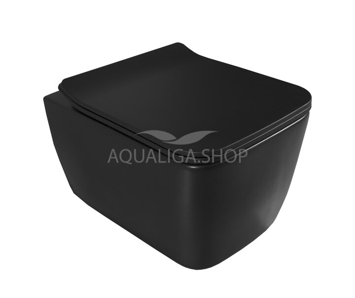 Унитаз Аквародос Hera безободковый черный матовый Slim Soft-Close ОР0003125