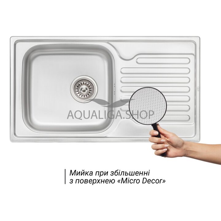 Кухонна мийка Qtap 7843 Micro Decor 0,8 мм QT7843MICDEC08