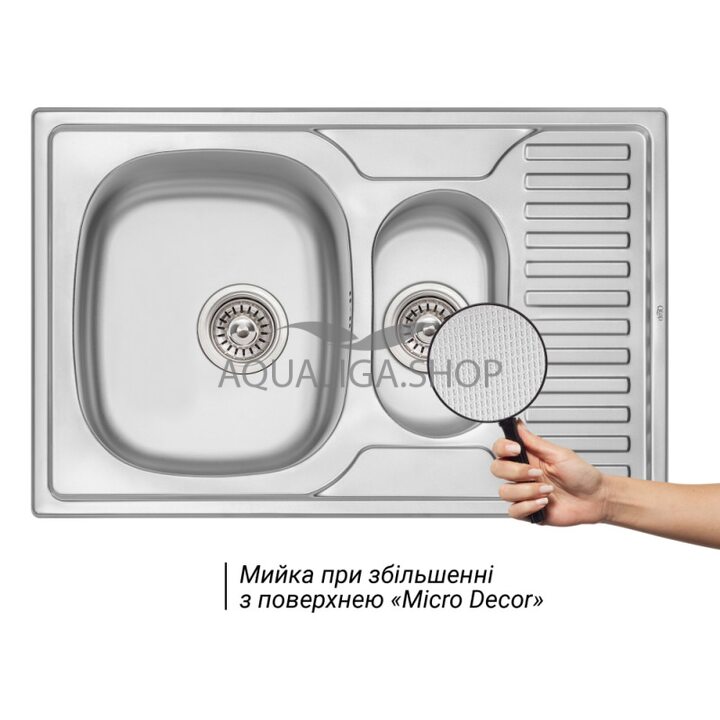 Кухонна мийка Qtap 7850-B Micro Decor 0,8 мм QT7850BMICDEC08