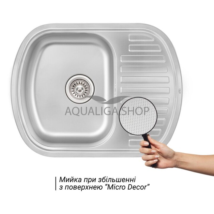 Кухонна мийка Qtap 6349 Micro Decor 0,8 мм QT6349MICDEC08
